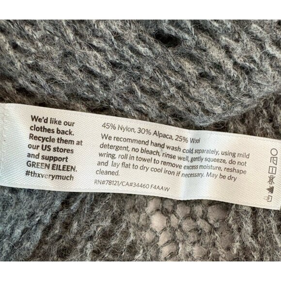 Eileen Fisher Loose Knit Boxy Alpaca Wool Blend Sweater Minimalist Gray S/P - Picture 6 of 8